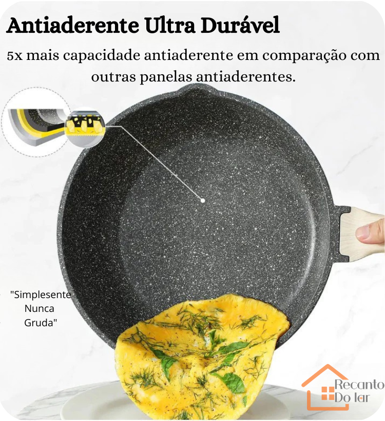 Frigideira Retrô de Liga de Alumínio com Tampa de Vidro - Antiaderente Premium