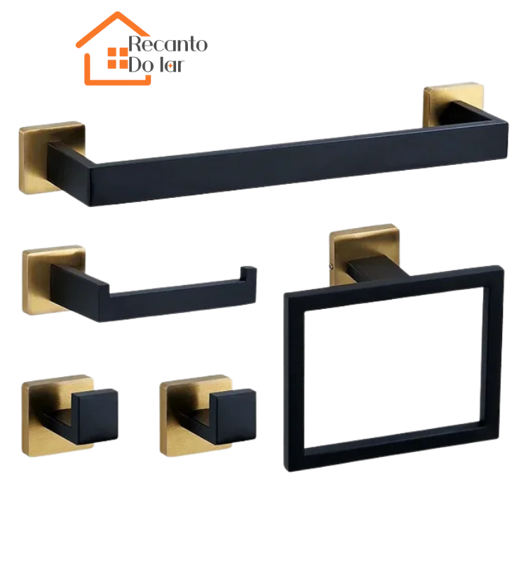 Kit Completo de Banheiro 5 Peças em Aço Inox