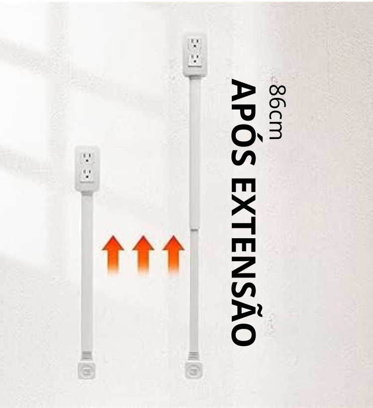 Extensor de Tomada Elétrica com USB e Suporte para Celular