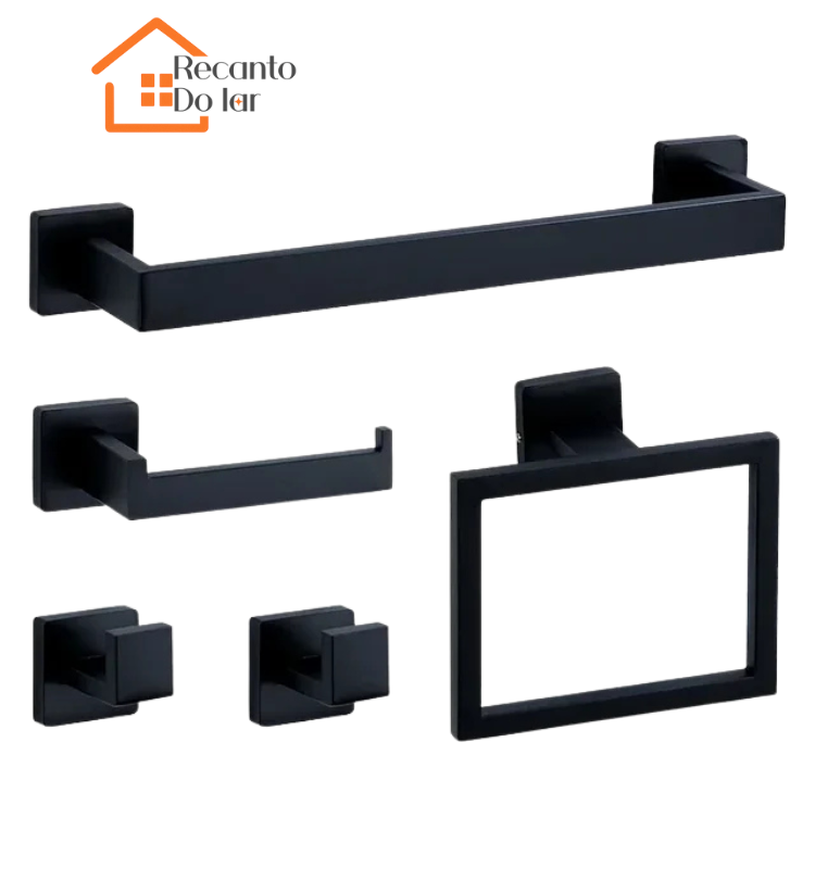 Kit Completo de Banheiro 5 Peças em Aço Inox